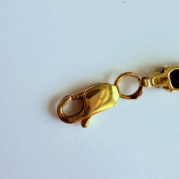 10K Solid Yellow Gold 3 CTW Natural Dark Blue Sapphire 3.5mm Tennis Bracelet - Picture 5 of 9